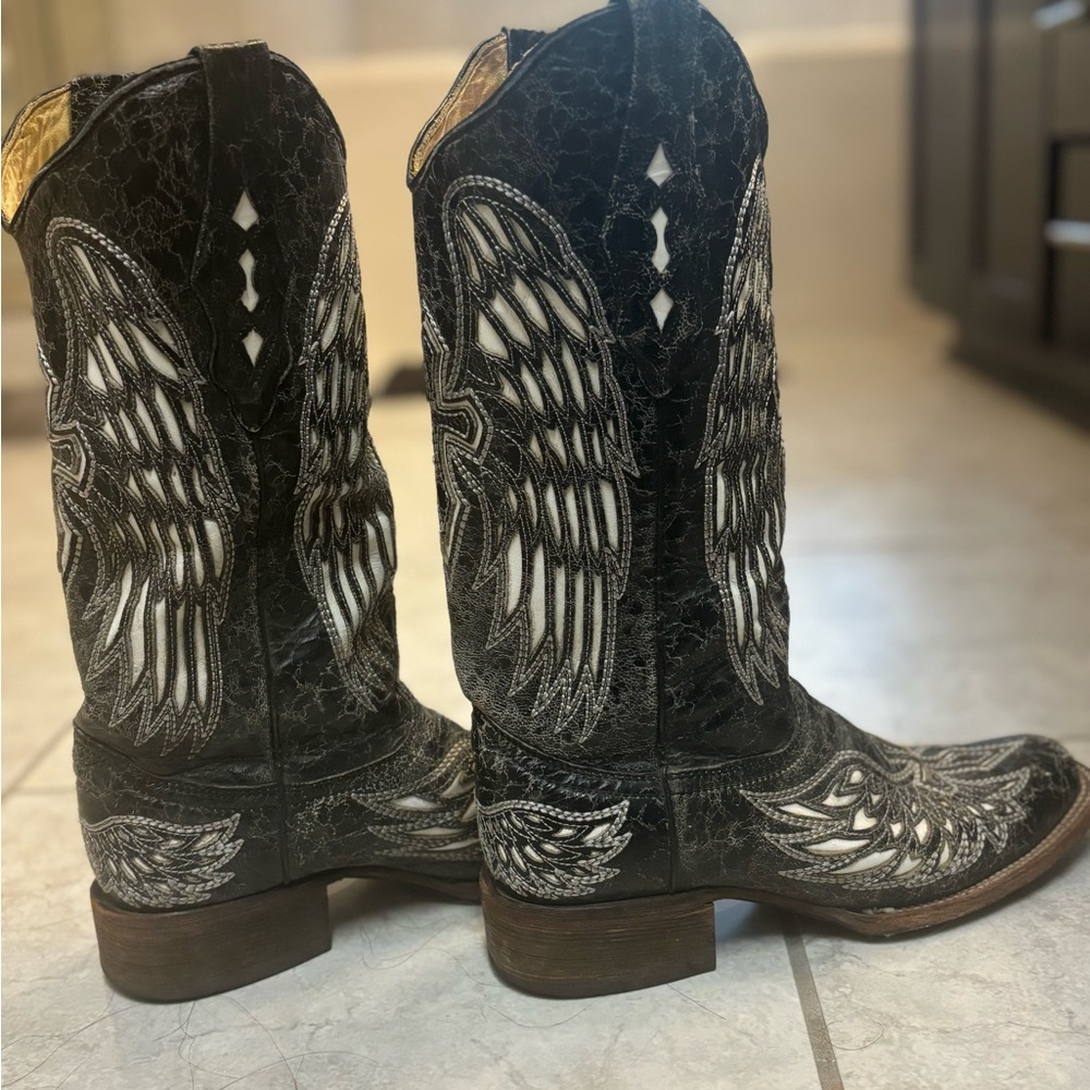 Corral women 9 1/2 Black and White Western Cowboy Boots - Picture 5 of 7